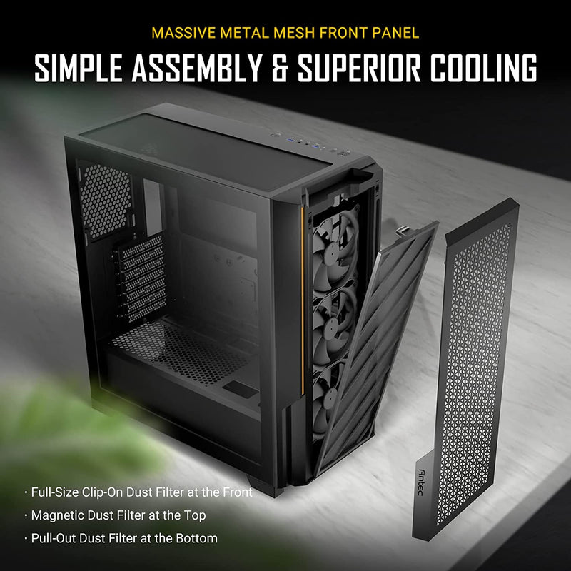 Antec P20C E-ATX, High Airflow, USB-C, Cable management , 4x HDD or SSD , 375mm GPU, 170mm CPU 3x PWM 12 CM Fan, Tempered Glass, Gaming Case