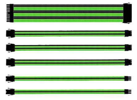 Cooler Master CMA-SEST16GRBK1-GL Sleeved Extension Cable Kit- Green/Black, 30cm