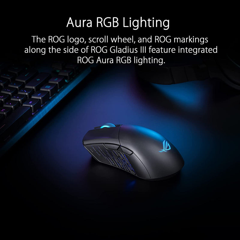 ASUS ROG GLADIUS III WIRELESS AIMPOINT Wireless RGB Gaming Mouse. Wired/2.4GHz/Bluetooth