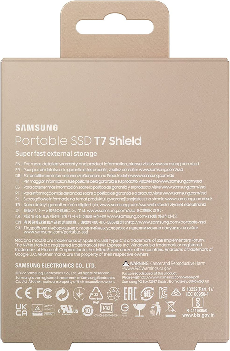 Samsung PORTABLE SSD T7 SHIELD BEIGE 2TB USB 3.2