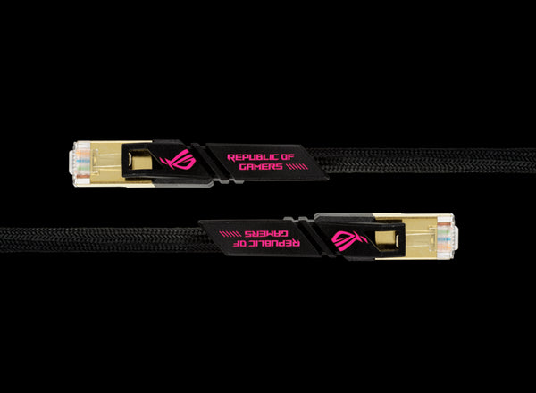 ASUS ROG CAT7 CABLE 3M, Up to 600 MHz &10GB Transfer Rates CAT 7 RJ45 Universal Applicated, Nylon Braided, ROG Design