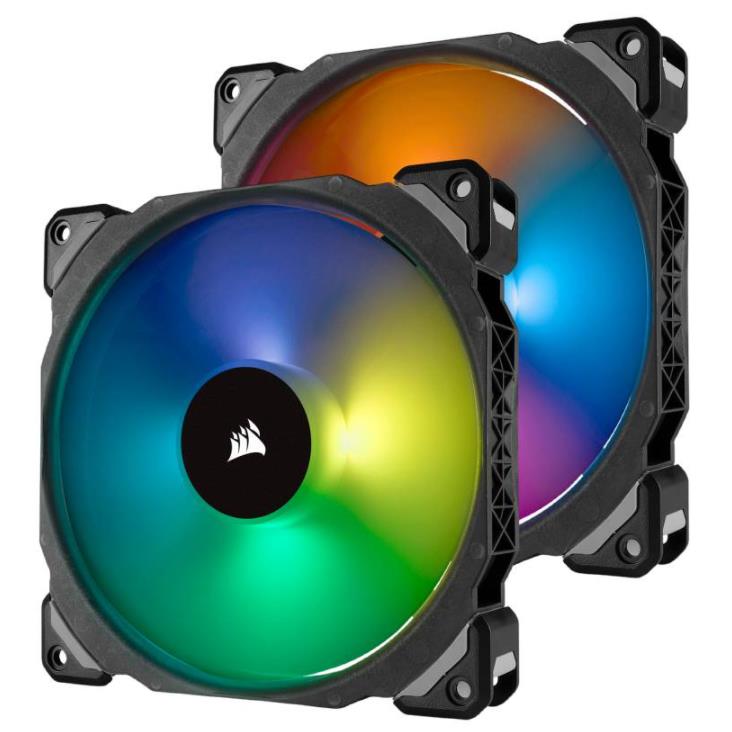 Corsair ML140 PRO RGB, 140mm Premium Magnetic Levitation RGB LED PWM Fan, Twin Fan Pack, with Lighting Node PRO