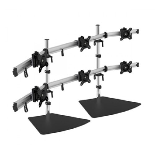 VisionMounts VM-MP260S-2-EX -Free Standing Aluminium 6 LCD Monitors Support up to 27''; Tilt -15-+15°; Rotate 360°; VESA 75-100