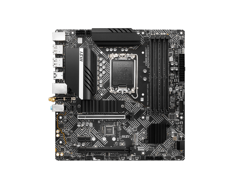 MSI PRO B660M-A WIFI DDR4 Intel LGA 1700 mATX Motherboard, 4x DDR4 ~128GB, 2x PCI-E x16, 1x PCI-E x1, 2x M.2, 4x SATA, 4x USB 3.2, 2x USB 2.0