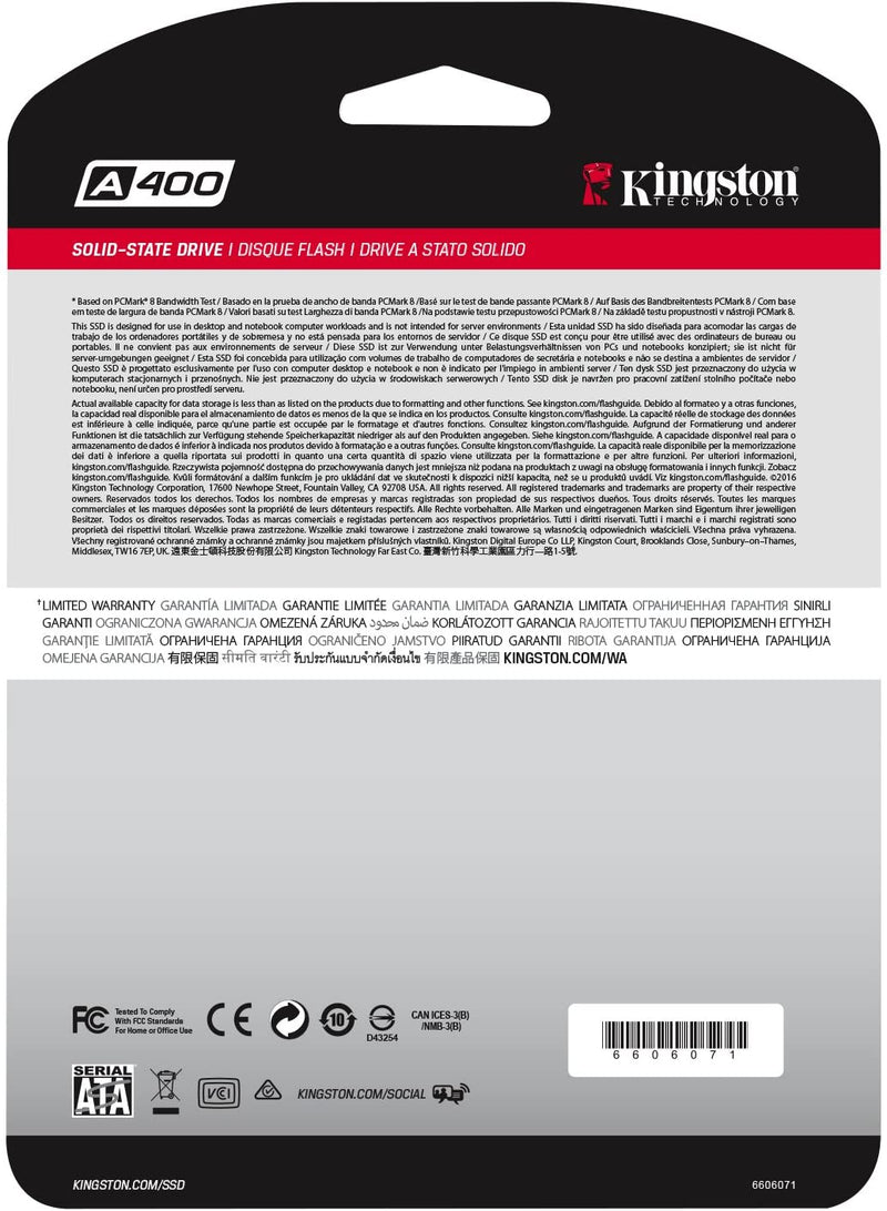 Kingston Technology A400 2.5" 480 GB Serial ATA III TLC