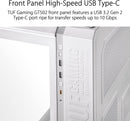 Asus GT502 TUF GAMING CASE WHT TG GT502 Tuf Gaming Case White Edition MID Tower ATX Case Tempered Glass Panel Support 360mm Cooler supports ATX PSUs up to 200mm. graphics card up to 400mm