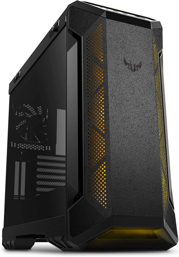 ASUS TUF GAMING GT501 CASE SUPPORTS UP TO EATX WITH METAL FRONT PANEL TEMPERED-GLASS SIDE PANEL 120 MM RGB FAN 140 MM PWM FAN RADIATOR SPACE RESERVED AND USB 3.1 GEN 1