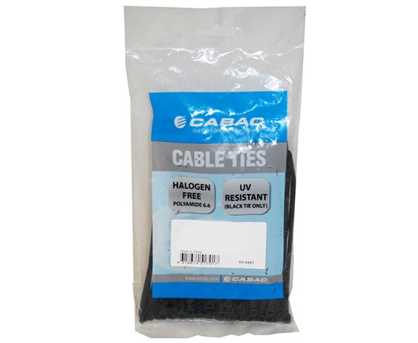 Cabac 200mm 100 Pack, 2.5mm UV Wide Nylon Cable Tie LS