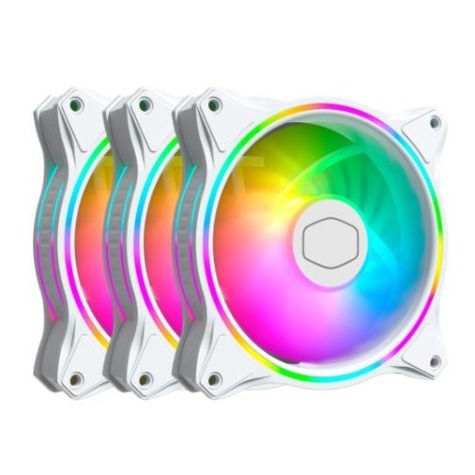 Cooler Master MasterFan MF120 Halo ARGB 120mm Case Fan -White, 3 Pack