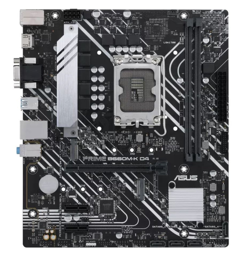 ASUS PRIME B760M-K D4-CSM Intel Socket LGA1700  mATX Motherboard 64GB,2xDDR4,1 x PCIe 4.0/3.0 x16 slot,2 x M.2 slots