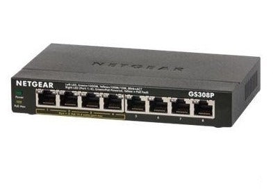 Netgear GS308P Unmanaged Gigabit Ethernet (10/100/1000) Black Power over Ethernet (PoE)