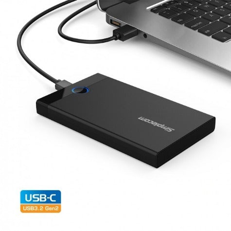 Simplecom SE229 Tool-free 2.5" SATA HDD SSD to USB-C Enclosure, USB 3.2 Gen 2