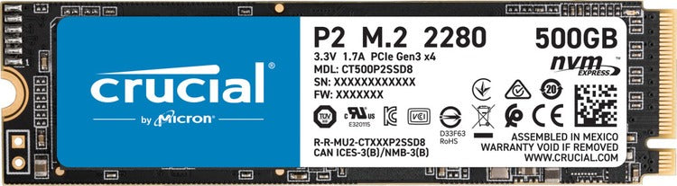 Crucial P2 500GB M.2 PCIe NVMe SSD Internal Solid State Drive PN CT500P2SSD8