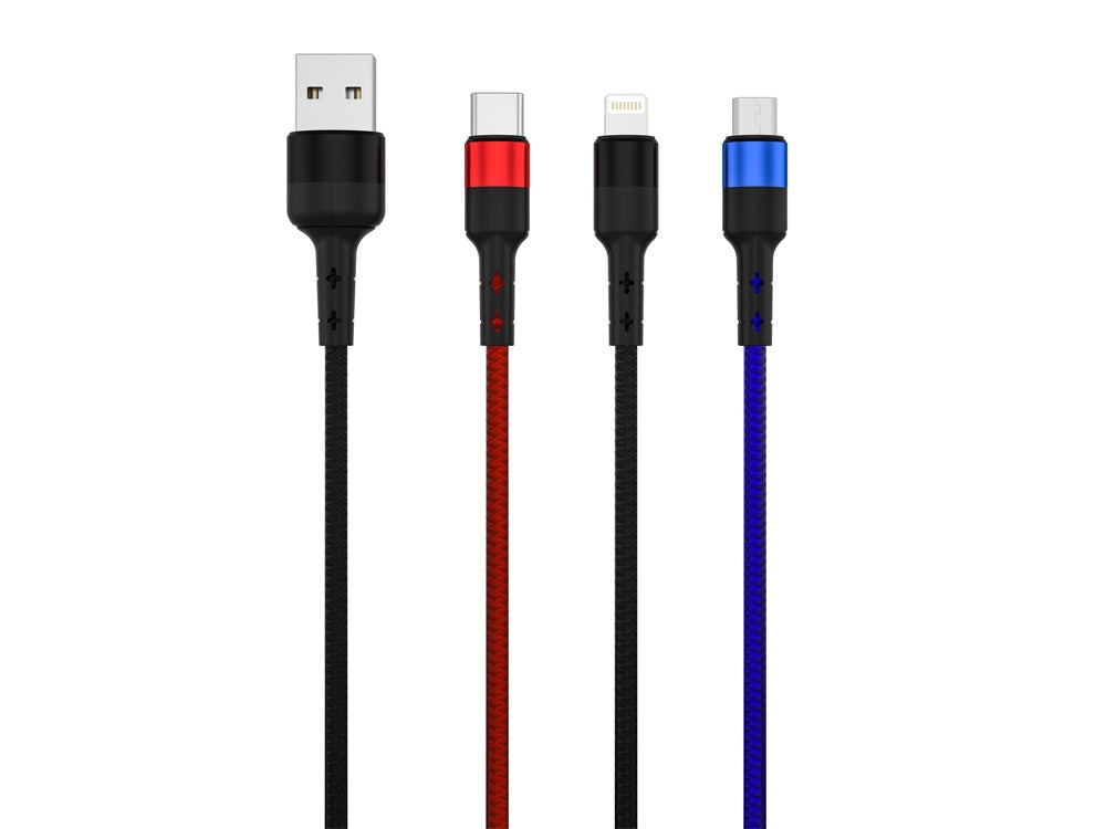 Xipin LX31 3-IN-1 USB Charging Cable - USB-A to Micro USB/ USB-C/ Lightning