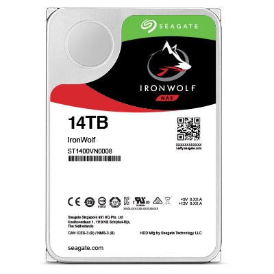 Seagate IronWolf 14TB 3.5" SATA Internal NAS Internal Hard Drive HDD 7200RPM 256MB Cache PN ST14000VN0008