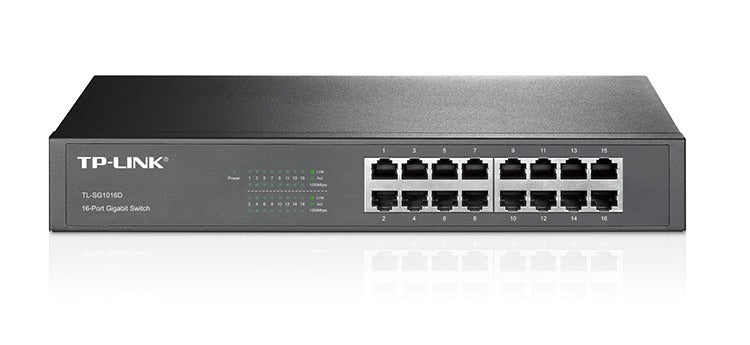 TP-LINK TL-SG1016D 16-Port Gigabit Desktop/Rackmount Switch Unmanaged Gigabit Ethernet (10/100/1000)