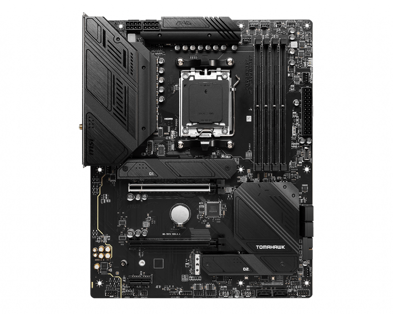 MSI MAG B650 TOMAHAWK WIFI AMD AM5 M-ITX Motherboard, 4x DDR5 ~64GB, 1x PCI-E x16, 3x M.2, 6x SATA, 2x USB2.0, 8x USB 3.2, 1x USB-C