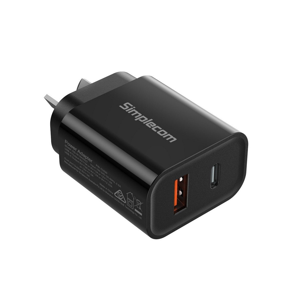 CU220 Dual Port PD 20W Fast Wall Charger USB-C + USB-A for Phone Tablet