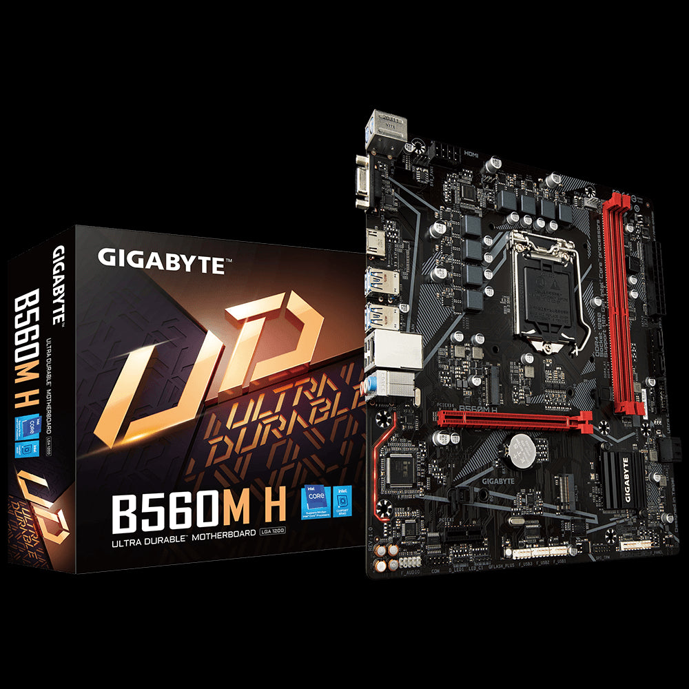 Gigabyte B560M H Intel LGA 1200 mATX Motherboard, 2x DDR4 ~64GB, 1x PCI-E x16, 1x PCI-E x1, 2x M.2, 4x SATA, 4x USB 3.2, 2x USB 2.0