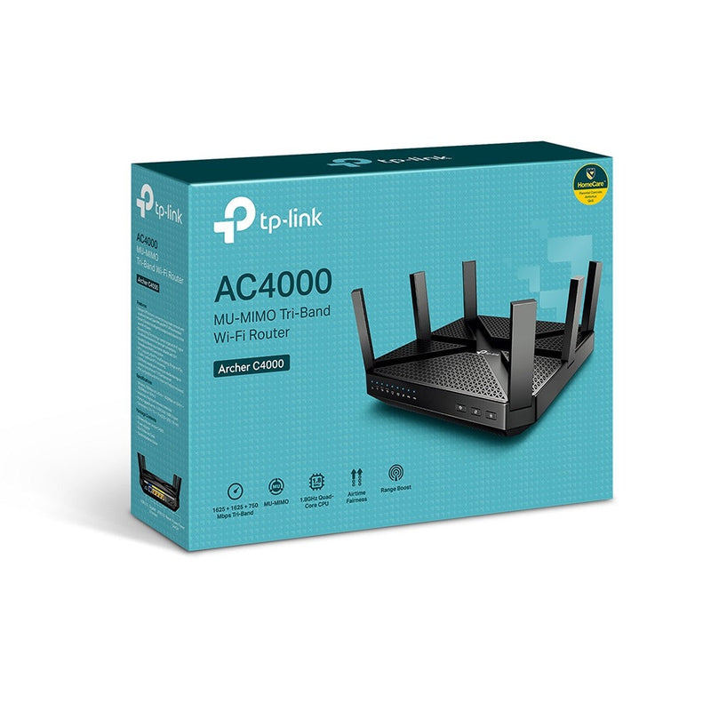 TP-LINK Archer C4000 wireless router Tri-band (2.4 GHz / 5 GHz / 5 GHz) Gigabit Ethernet Black