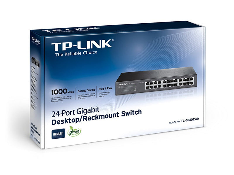 TP-LINK TL-SG1024D 24-Port Gigabit Desktop/Rackmount Switch Unmanaged Gigabit Ethernet (10/100/1000) Grey