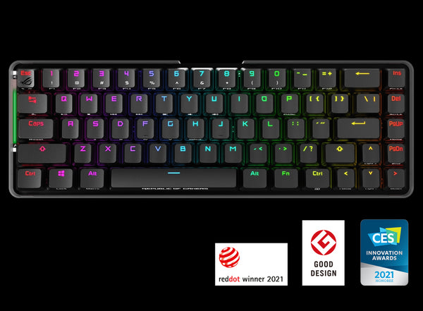 ASUS M601 ROG FALCHION NX/NXRD/US Compact 65% Wireless Mechanical Gaming Keyboard, 68 Keys, Interactive Touch panel, 450 Hours, ROG NX Switches, RGB