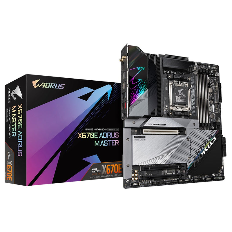 Gigabyte X670E AORUS MASTER AMD AM5 ATX Motherboard 4x DDR5~128GB,3x PCIe x16, 4x M.2, 6x SATA 6, 8x USB 3.2, 2x USB-C, 2x USB 2.0