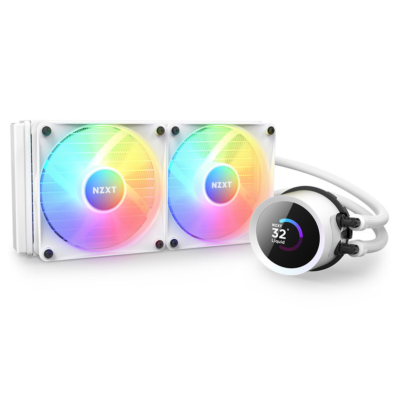 Kraken 240 RGB - 240mm AIO liquid cooler w/ 1.54in. Display, RGB Controller and RGB Fans (White)