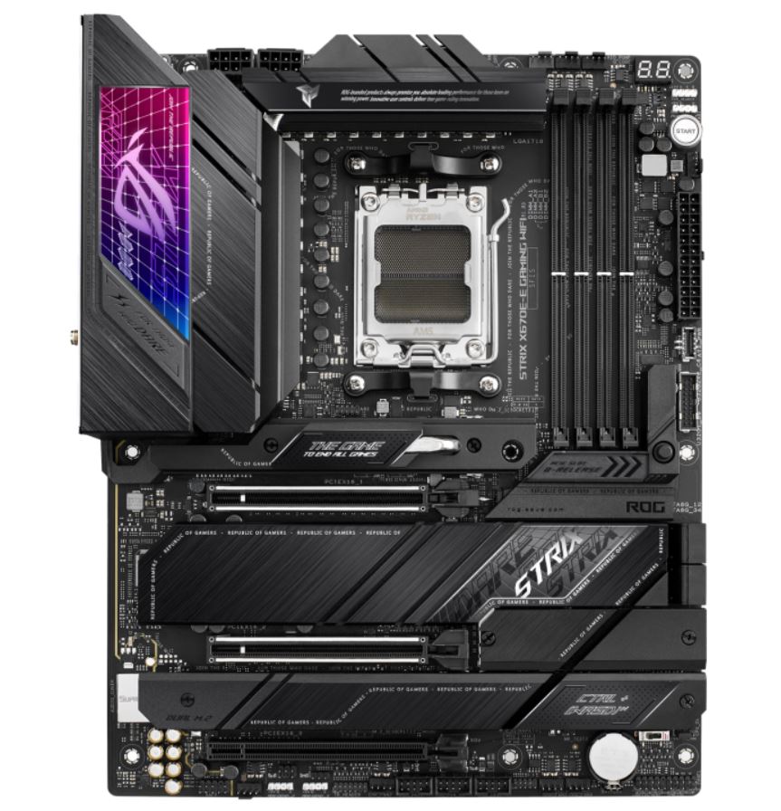 ASUS ROG STRIX X670E-E GAMING WIFI (AM5) ATX Motherboard 4x DDR5 128GB, 2 x PCIe 5.0 x16 slots,4 x M.2 slots,4 x SATA,Wi-Fi 6E,1x HDMI,1xDP