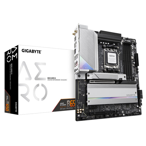 Gigabyte B650 AERO G 1.0 AMD AM5 ATX Motherboard 4x DDR5~128GB,3x PCIe x16, 3x M.2, 4x SATA 6, 7x USB 3.2, 1x USB-C, 2x USB 2.0