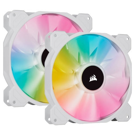Corsair iCUE SP140 RGB ELITE White 140mm PWM Fan with Lighting Node CORE, 2 Pack