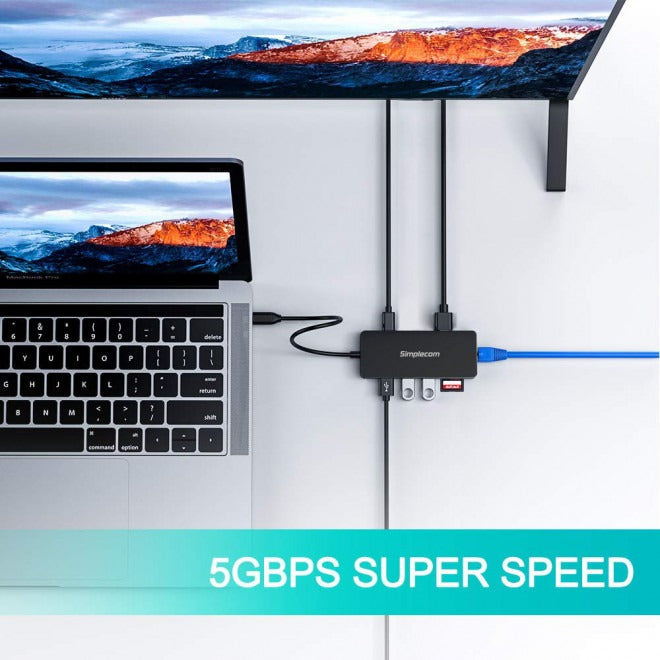Simplecom CHN580 USB type-c Superspeed 8-in-1 Multiport Hub