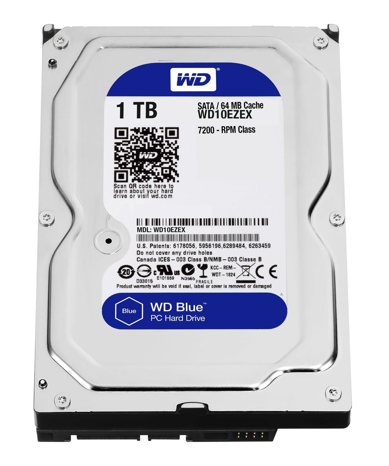 Western Digital WD Blue 1TB HDD 3.5" SATA Internal Desktop Hard Drive 7200RPM PN WD10EZEX