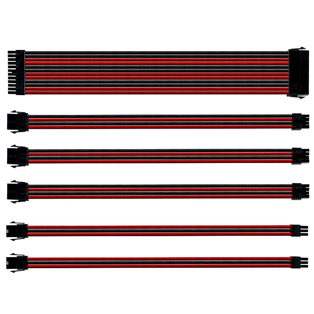 Cooler Master CMA-SEST16RDBK1-GL Sleeved Extension Cable Kit- Red/Black, 30cm