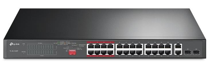 TP-Link TL-SL1226P 24-Port 10/100Mbps + 2-Port Gigabit Unmanaged PoE+ Switch