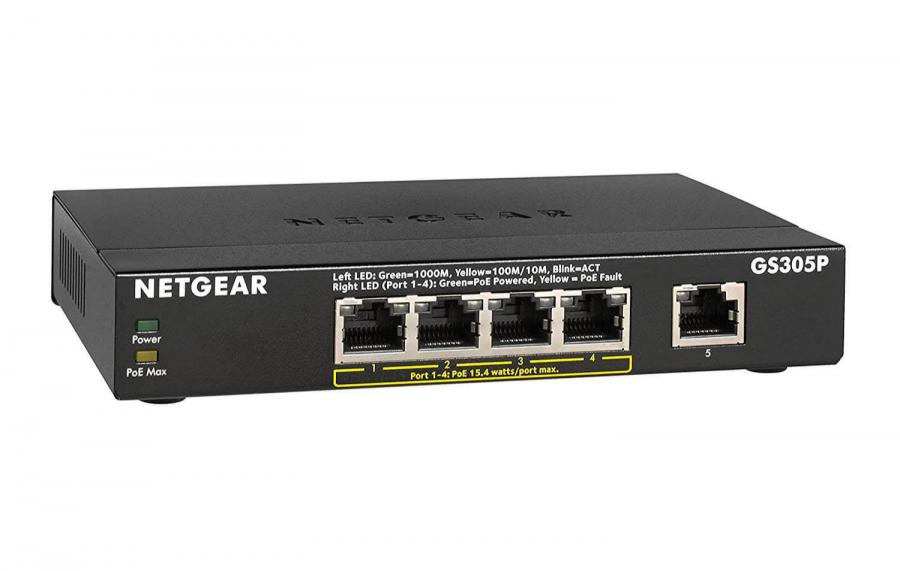 NETGEAR GS305P 5 Port Gigabit Switch, 4 Ports POE, 55W