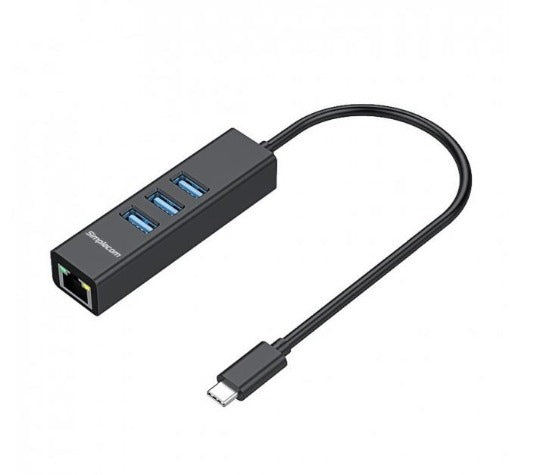 Simplecom CHN421 Aluminium USB-C to 3 Port USB HUB with Gigabit Ethernet Adapter