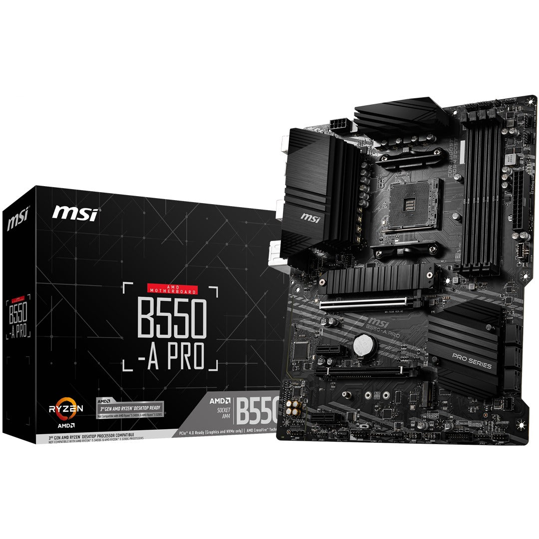 MSI B550-A PRO ATX Motherboard, 4xDDR4 2xPCIE 2xM.2 HDMI DP