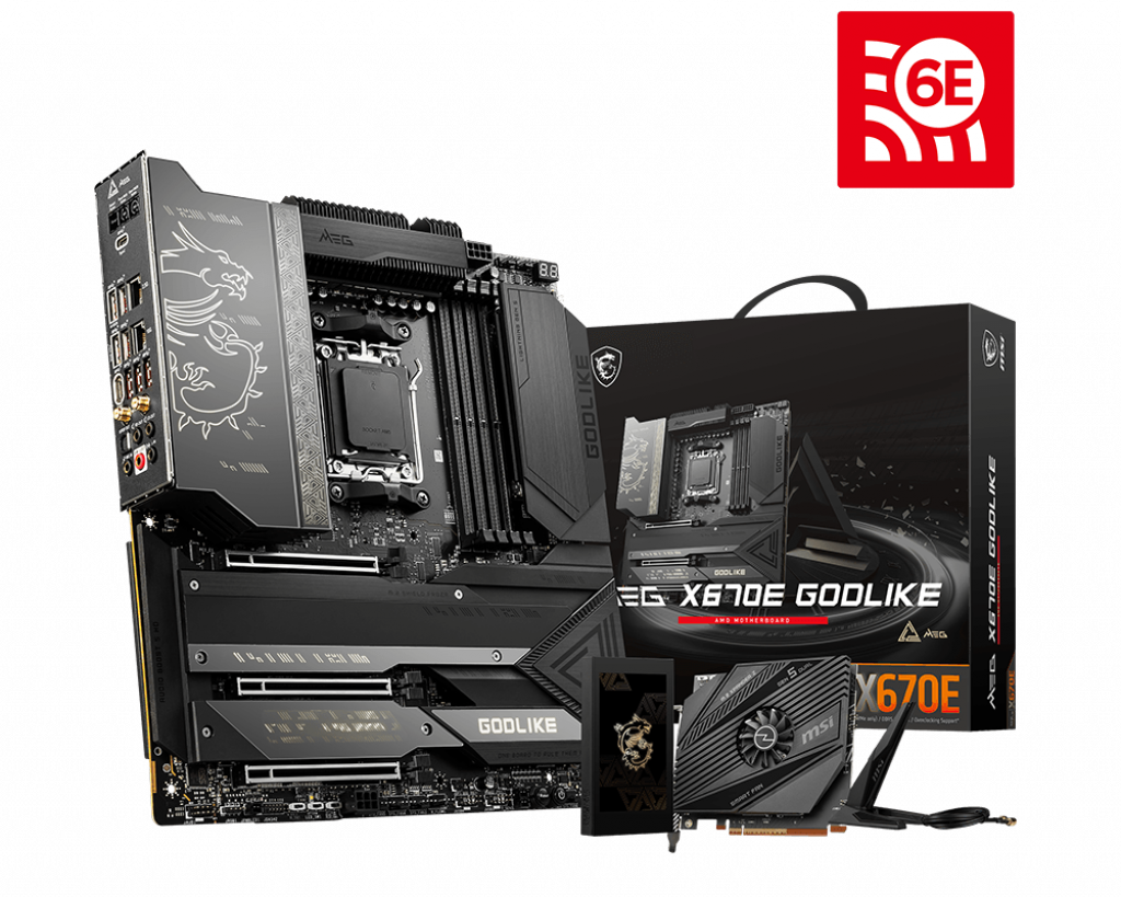 MSI MEG X670E GODLIKE KIT AMD AM5 ATX Motherboard, 4x DDR5~128GB,3x PCIe x16,4x M.2,8x SATA 6Gb/s,3x USB 3.2,2x USB 2.0