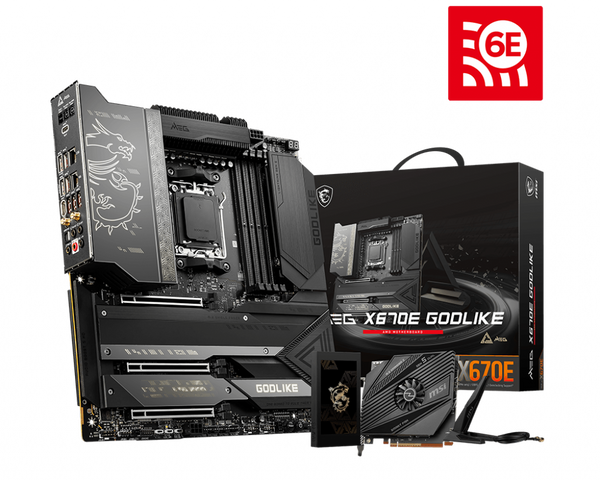 MSI MEG X670E GODLIKE KIT AMD AM5 ATX Motherboard, 4x DDR5~128GB,3x PCIe x16,4x M.2,8x SATA 6Gb/s,3x USB 3.2,2x USB 2.0