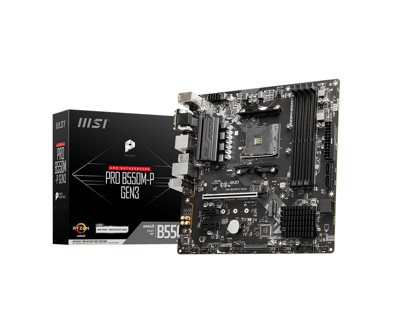 MSI PRO B550M-P GEN3 AM4 mATX MB 4xDDR4 3xPCIE 1xM.1 HDMI 1 DVI RAID LAN 4xSATAIII 4xUSB3.2 4xUSB2.0