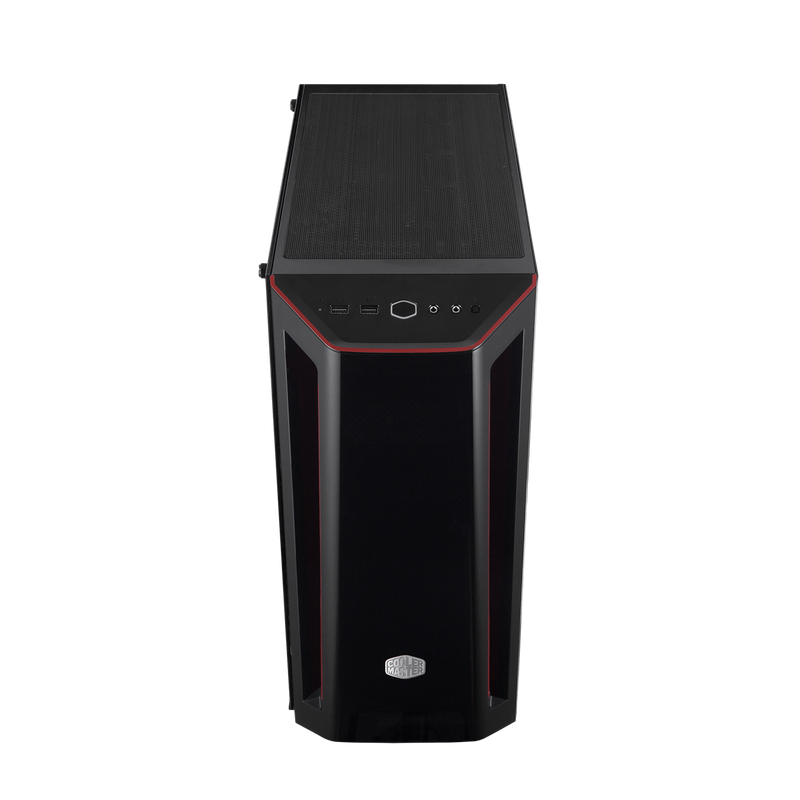 Cooler Master MCB-B520-KGNN-S00 MasterBox MB520 Black/Red ATX Case, Tempered Glass Side Window, NO PSU, 2x USB3.0, HD Audio, RGB Controller, 1x 120mm Black Fan pre-installed, DarkMirror Front Panel