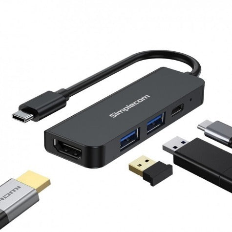 Simplecom CH540 USB-C 4-in-1 Multiport Hub, 2x USB-A, HDMI, and USB-C PD