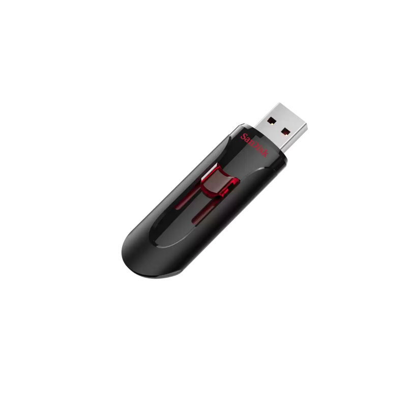 WESTERN DIGITAL SANDISK CRUZER GLIDE 3.0 USB FLASH DRIVE CZ600 32GB USB3.0 BLACK WITH RED SLIDER RETRACTABLE DESIGN 5Y