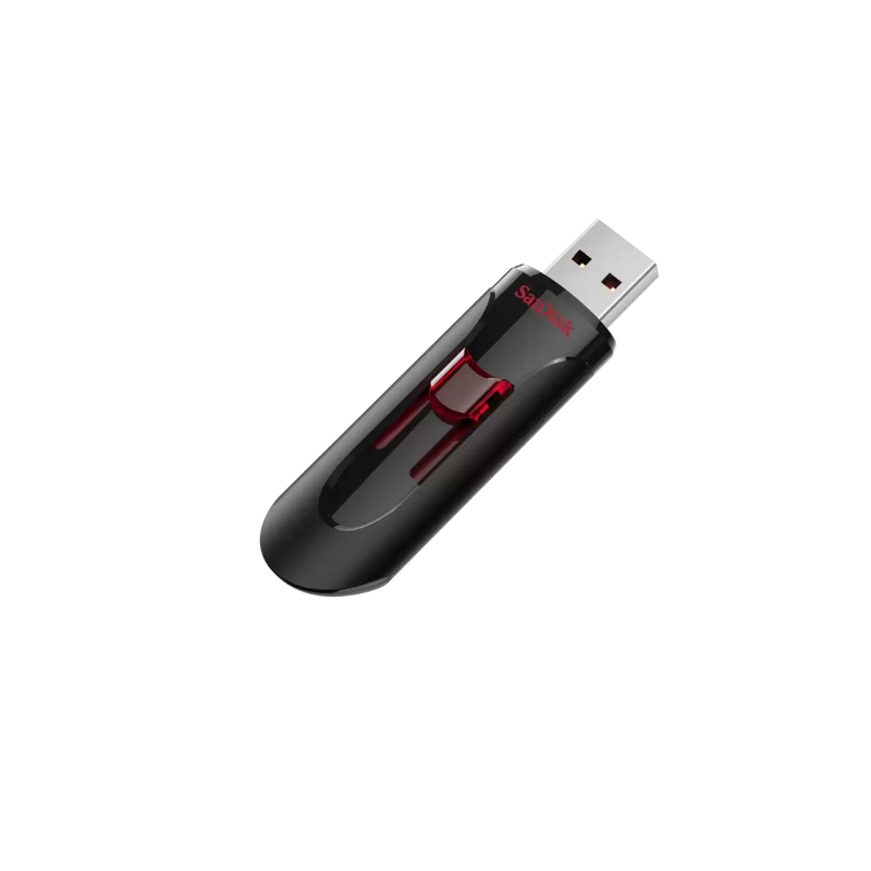 WESTERN DIGITAL SANDISK CRUZER GLIDE 3.0 USB FLASH DRIVE CZ600 128GB USB3.0 BLACK WITH RED SLIDER RETRACTABLE DESIGN 5Y