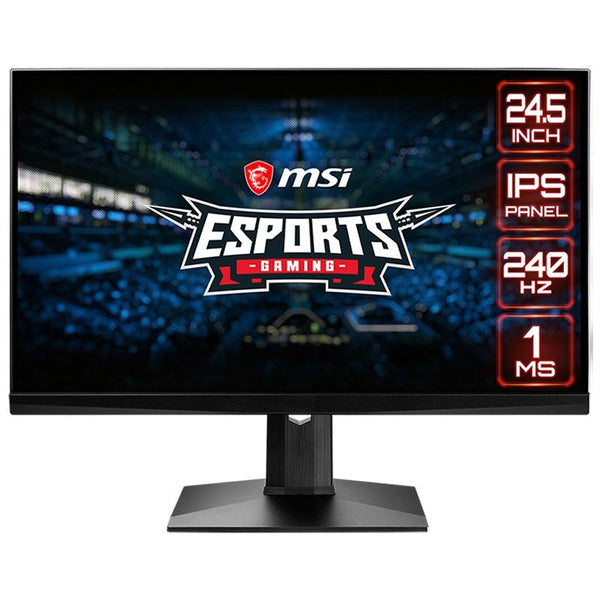 MSI Optix MAG251RX 24.5inch 240Hz G-SYNC IPS Gaming Monitor, 1920x1080, 1ms, HDR 400, 1000:1 Contrast, 400nits, 16:9 Aspect, 2x HDMI2.0, DP, USB-C, 4x USB2.0, VESA, Tilt, Height/Adust, Anti-Flicker, Frameless Design, G-SYNC Compatible