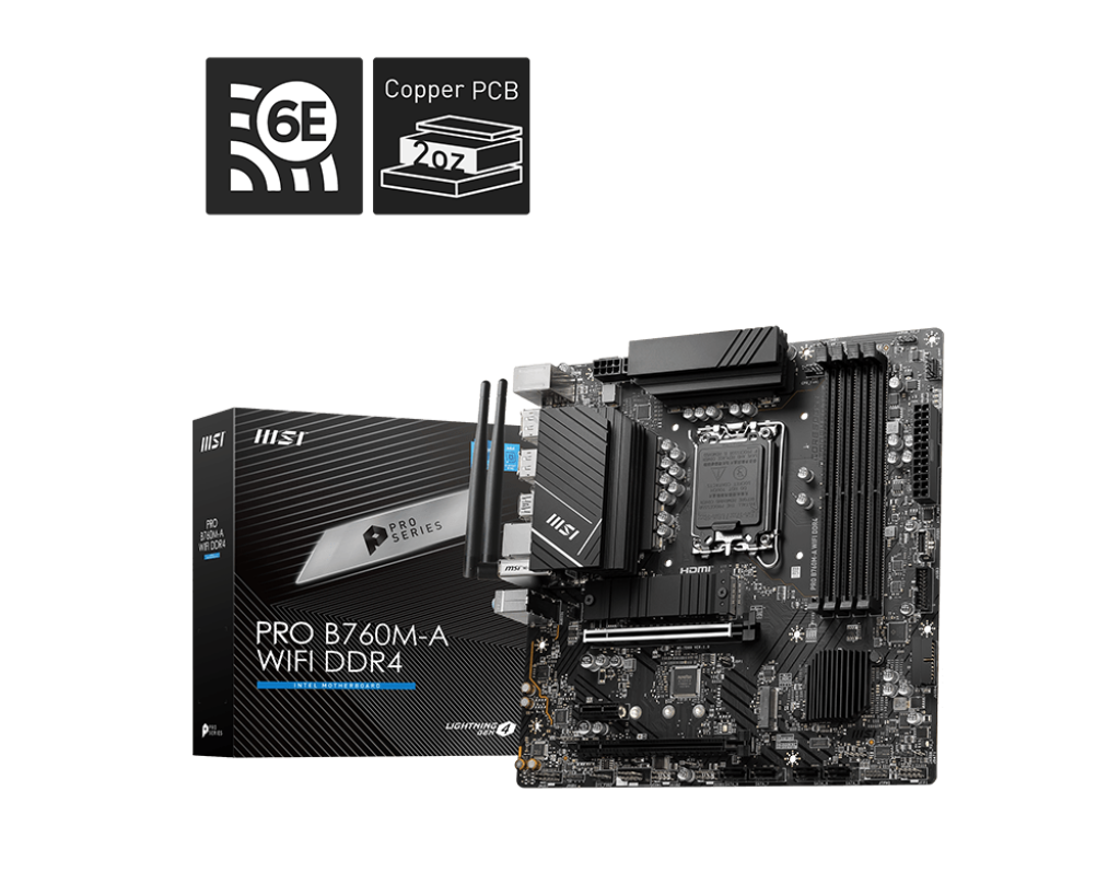 MSI PRO B760M-A WIFI DDR4 Intel B760 LGA 1700 Micro ATX Motherboard