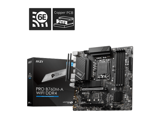 MSI PRO B760M-A WIFI DDR4 Intel B760 LGA 1700 Micro ATX Motherboard