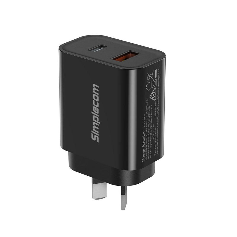CU220 Dual Port PD 20W Fast Wall Charger USB-C + USB-A for Phone Tablet