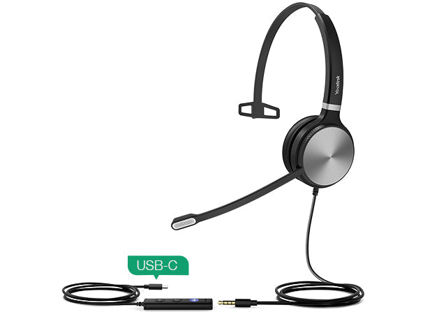 Yealink UH36 Mono Teams Headset Wired Head-band Office/Call center USB Type-C Black, Silver